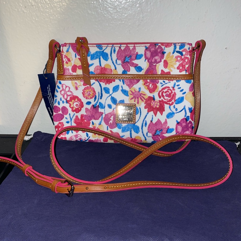 Dooney and Bourke floral pink flowers crossbody purse shoulder handbag